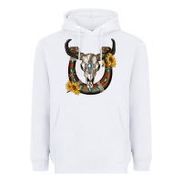 White bull skull with horseshoe Heavyweight Hoodie - RanaPortraitStore
