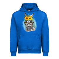 Cobalt Sunflower Glasses Donkey Urban Hoodie - RanaPortraitStore