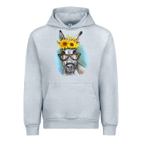 Heather Grey Sunflower Glasses Donkey Urban Hoodie - RanaPortraitStore