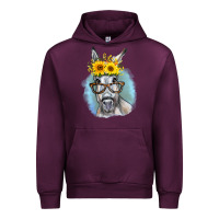 Mauve Wine Sunflower Glasses Donkey Urban Hoodie - RanaPortraitStore
