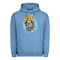 Pigment Pebble Blue Sunflower Glasses Donkey Urban Hoodie - RanaPortraitStore