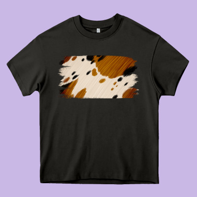 Cowhide Black And Light Brown Brushstroke Heavy Core Tee Designed By Jasminsmagicworld