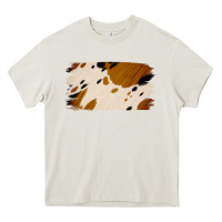 Cream Cowhide Black and Light Brown Brushstroke Heavy Core Tee - Jasminsmagicworld