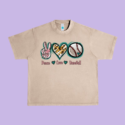 Peace Love Baseball Urban Heavy Tee Designed By Jasminsmagicworld
