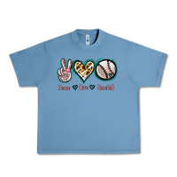 Pebble Blue Peace Love Baseball Urban Heavy Tee - Jasminsmagicworld
