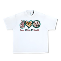 White Peace Love Baseball Urban Heavy Tee - Jasminsmagicworld