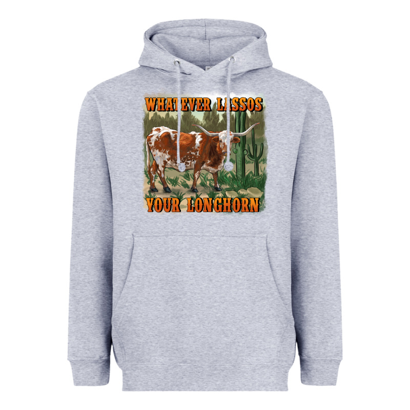 Whatever Lassos Your Longhorn Heavyweight Hoodie by RanaPortraitStore | Teevron