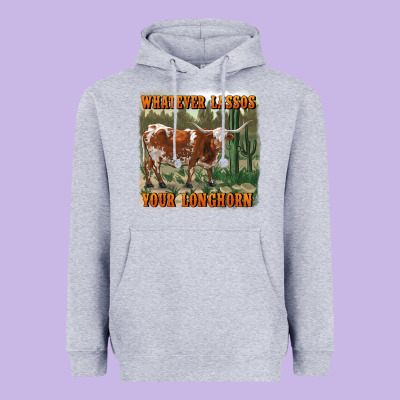 Whatever Lassos Your Longhorn Heavyweight Hoodie Designed By Ranaportraitstore