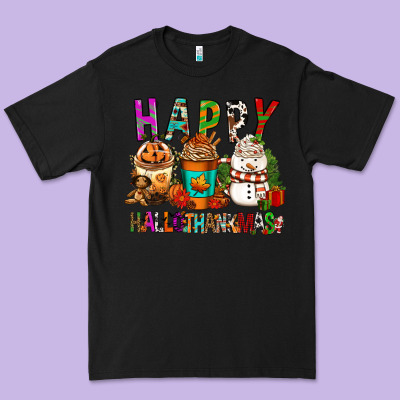Happy Hallothankmas Coffee Cups Premium Tee Designed By Fadigitalartstudio