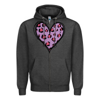 Charcoal Heather Glitter Purple Leopard Heart Zipper Hoodie - Jasminsmagicworld
