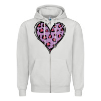 Dove Grey Glitter Purple Leopard Heart Zipper Hoodie - Jasminsmagicworld