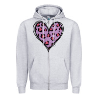Heather Grey Glitter Purple Leopard Heart Zipper Hoodie - Jasminsmagicworld