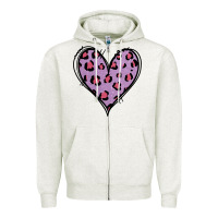 Oatmeal Heather Glitter Purple Leopard Heart Zipper Hoodie - Jasminsmagicworld