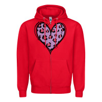 Red Glitter Purple Leopard Heart Zipper Hoodie - Jasminsmagicworld