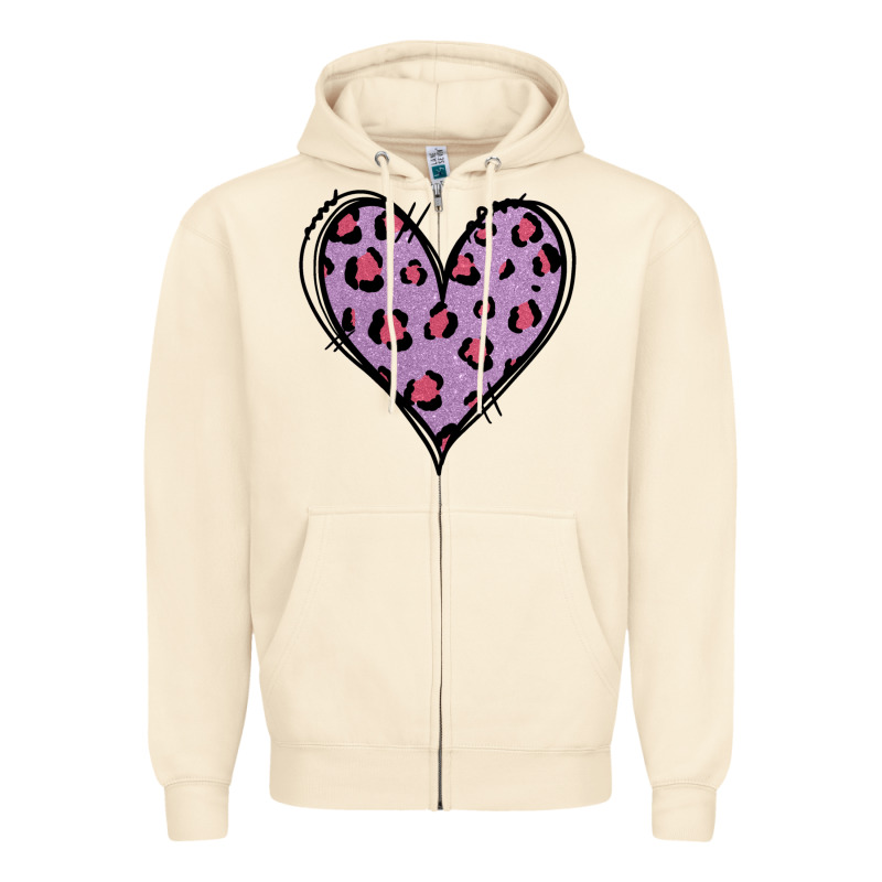 Glitter Purple Leopard Heart Zipper Hoodie by Jasminsmagicworld | Teevron