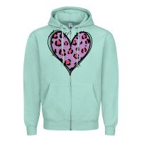 Seafoam Glitter Purple Leopard Heart Zipper Hoodie - Jasminsmagicworld