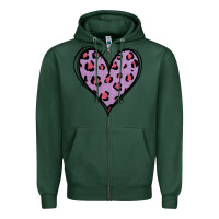Sports Green Glitter Purple Leopard Heart Zipper Hoodie - Jasminsmagicworld