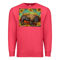 Cardinal western bison with sunset background Premium Sweatshirt - RanaPortraitStore