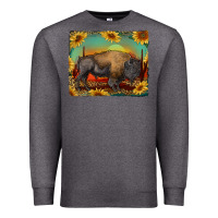 Charcoal Heather western bison with sunset background Premium Sweatshirt - RanaPortraitStore