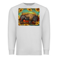 Dove Grey western bison with sunset background Premium Sweatshirt - RanaPortraitStore