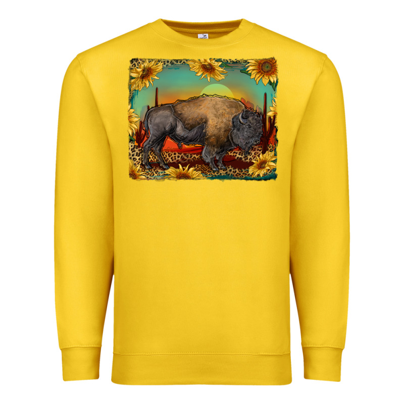 Western Bison With Sunset Background Premium Sweatshirt by RanaPortraitStore | Teevron