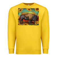 Lemon western bison with sunset background Premium Sweatshirt - RanaPortraitStore