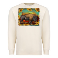 Sandshell western bison with sunset background Premium Sweatshirt - RanaPortraitStore
