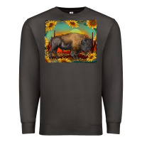 Smoke western bison with sunset background Premium Sweatshirt - RanaPortraitStore