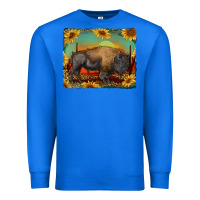 True Royal western bison with sunset background Premium Sweatshirt - RanaPortraitStore