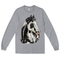 Heather Grey paint horse Long Sleeve Tee - LillyAllenDesigns