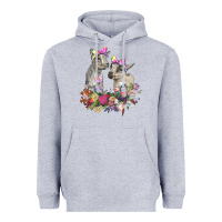 Heather Grey floral baby goats Heavyweight Hoodie - RanaPortraitStore