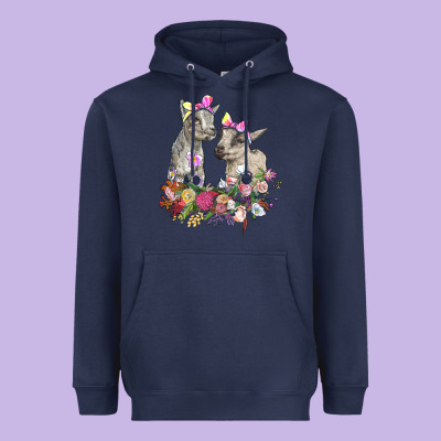 Floral Baby Goats Heavyweight Hoodie Designed By Ranaportraitstore
