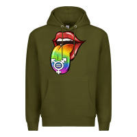 Army Green Pride LGBT Sign Tongue Premium Hoodie - Jasminsmagicworld