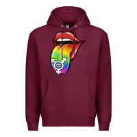 Burgundy Pride LGBT Sign Tongue Premium Hoodie - Jasminsmagicworld