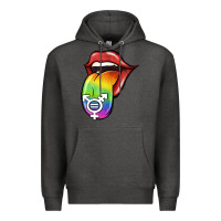 Charcoal Heather Pride LGBT Sign Tongue Premium Hoodie - Jasminsmagicworld