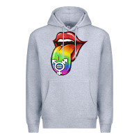 Heather Grey Pride LGBT Sign Tongue Premium Hoodie - Jasminsmagicworld