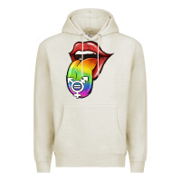 Oatmeal Heather Pride LGBT Sign Tongue Premium Hoodie - Jasminsmagicworld