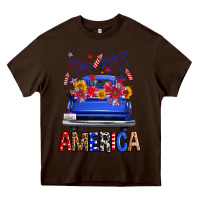 Chocolate Brown Western Fourth Of July America Truck Heavy Core Tee - FaDigitalArtStudio