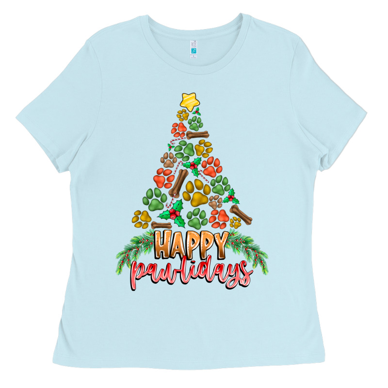 Paw Print Christmas Tree Ladies Tee by CowhideDigitalArt | Teevron