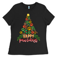 Black paw print christmas tree Ladies Tee - CowhideDigitalArt