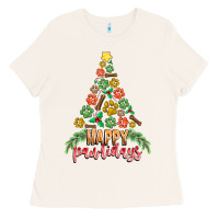 Bone paw print christmas tree Ladies Tee - CowhideDigitalArt