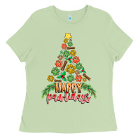 Matcha paw print christmas tree Ladies Tee - CowhideDigitalArt