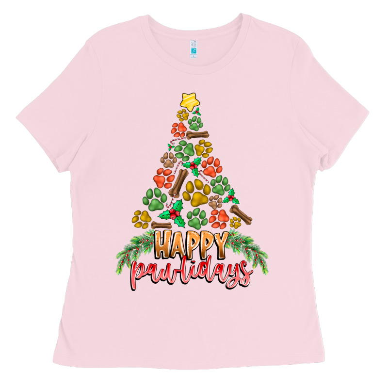 Paw Print Christmas Tree Ladies Tee by CowhideDigitalArt | Teevron