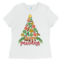 White paw print christmas tree Ladies Tee - CowhideDigitalArt