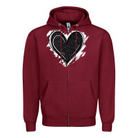 Burgundy black glitter heart Zipper Hoodie - Jasminsmagicworld