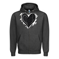 Charcoal Heather black glitter heart Zipper Hoodie - Jasminsmagicworld
