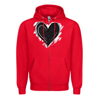 Red black glitter heart Zipper Hoodie - Jasminsmagicworld