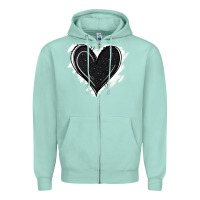 Seafoam black glitter heart Zipper Hoodie - Jasminsmagicworld