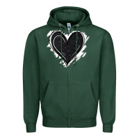 Sports Green black glitter heart Zipper Hoodie - Jasminsmagicworld