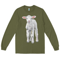 Army Green merino wool baby sheep Long Sleeve Tee - LillyAllenDesigns